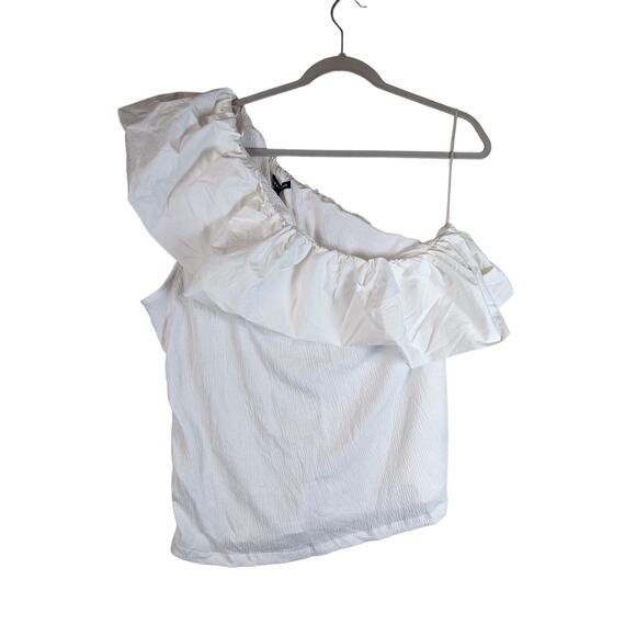 Who What Wear One Shoulder Blouse Ruffle Sleeveless White XXL Casual Pullover‎ - Picture 1 of 9